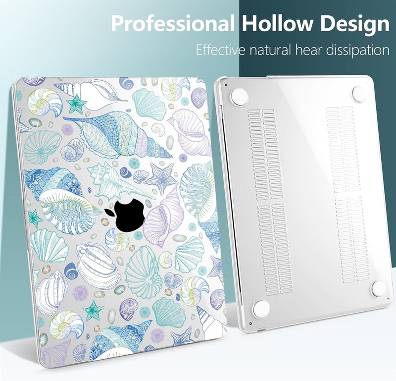 DONGKE Compatible with M4 MacBook Air 15 inch Case 2025-2023 A3241 A3114 A2941 M3 M2 Retina Display Touch ID, Plastic Hard Case & Keyboard Skin for MacBook Air 15" - Sea Shells - Image 5